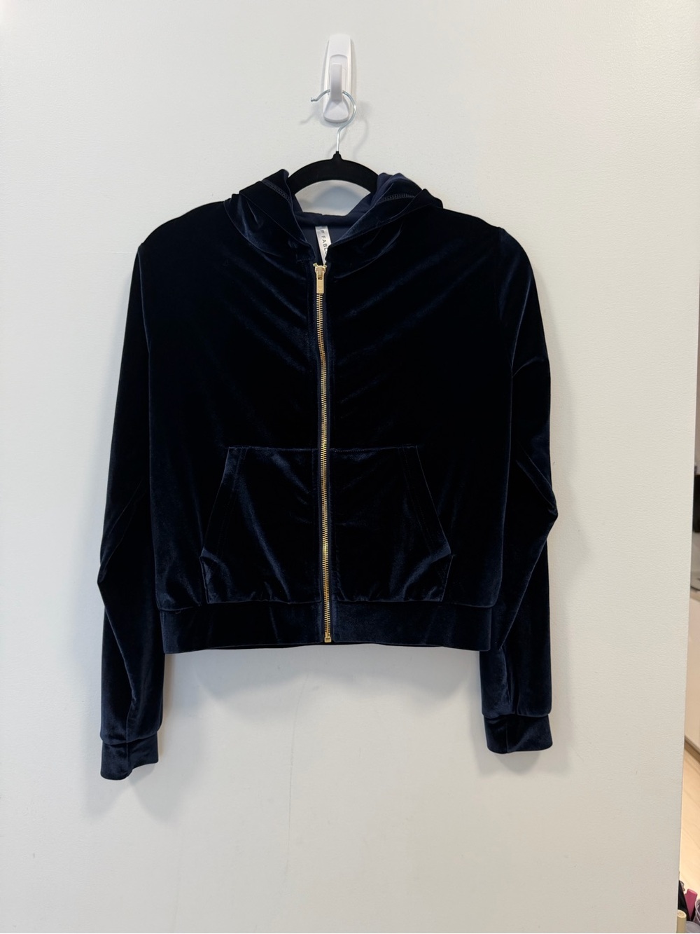 Fabletics XXS Black Velvet Zip-Up Hoodie and Pants